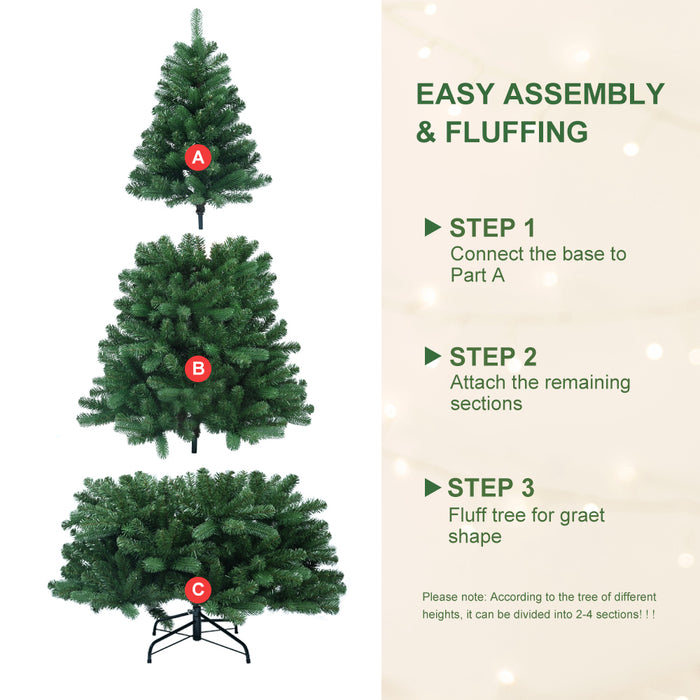 6FT PE/PVC Christmas Tree With Lights - Green