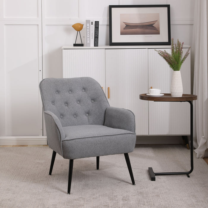 Modern Mid-Century Chair Linen Sherpa Armchair