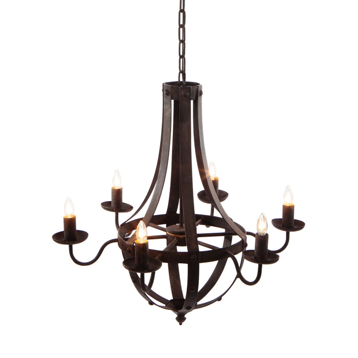 6 Light Metal Chandelier, Hanging Light Fixture With Adjustable Chain For Kitchen Dining Room Foyer Entryway, Bulb Not Included - Black