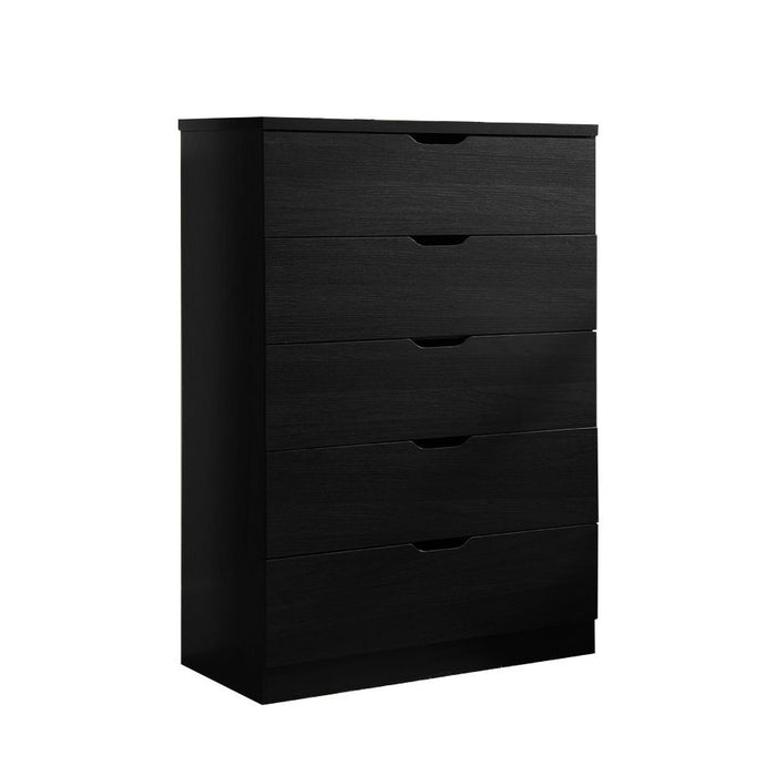 Modern Five Drawer Clothes And Storage Chest Cabinet With Cutout Handles