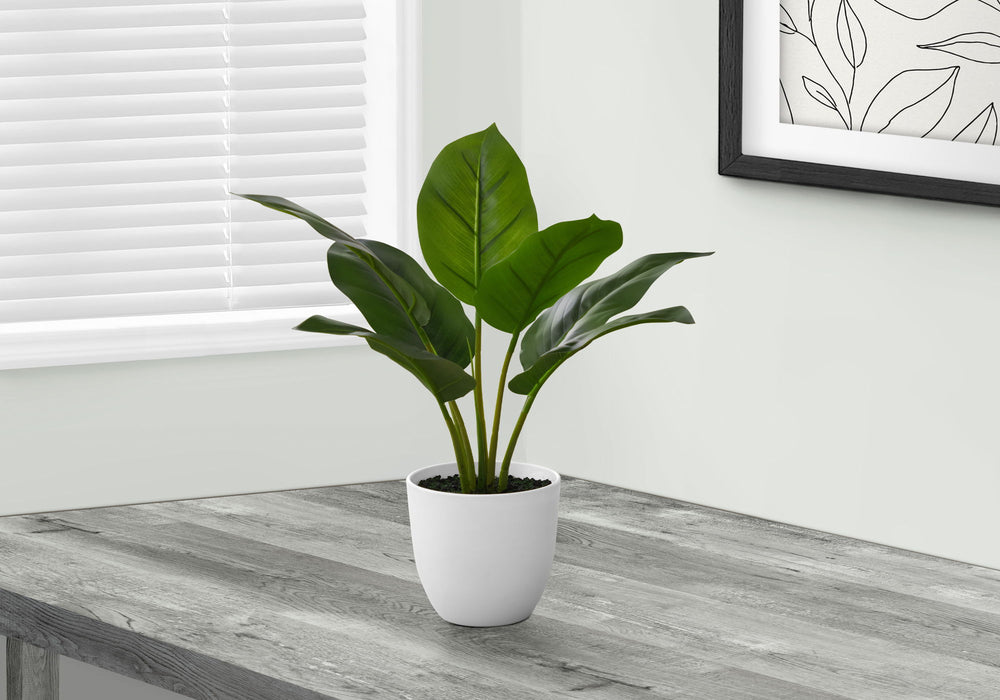 Artificial Plant, 17" Tall, Aureum, Indoor, Faux, Fake, Table, Greenery, Potted, Real Touch, Decorative - Green / White