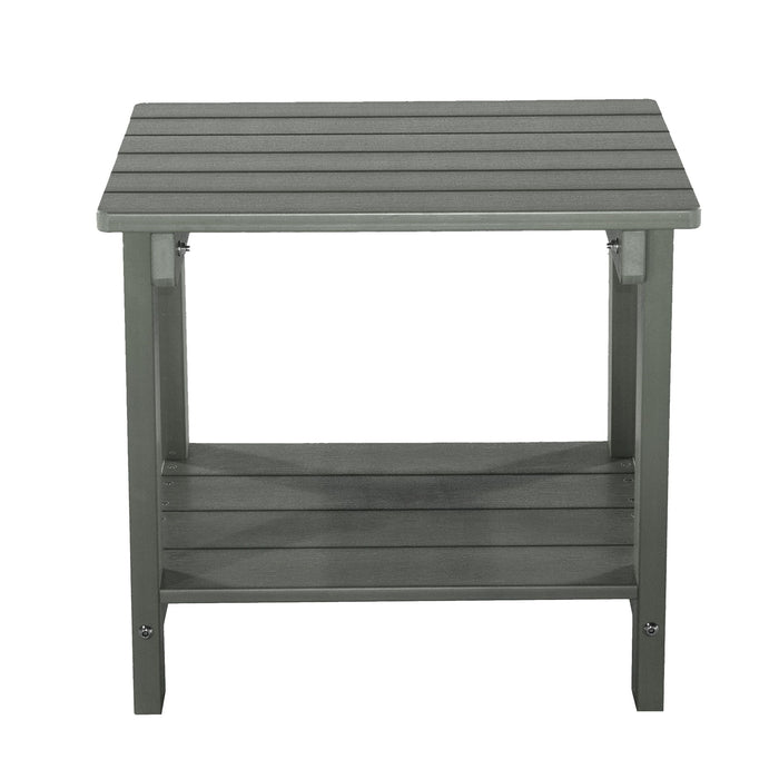 Key West - Weather Resistant Outdoor Indoor Plastic Wood End Table, Patio Rectangular Side Table, Small Table For Deck, Backyards, Lawns, Poolside, And Beaches - Gray