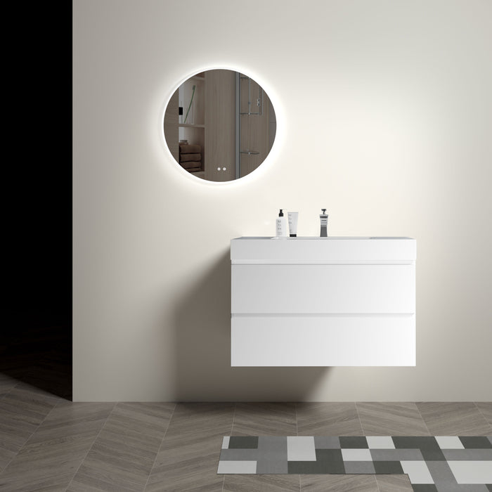 Alice - Bathroom Vanity With Large Storage, Sink Wall Mounted Floating Bathroom Vanity For Modern Bathroom, One-Piece Sink Basin Without Drain And Faucet