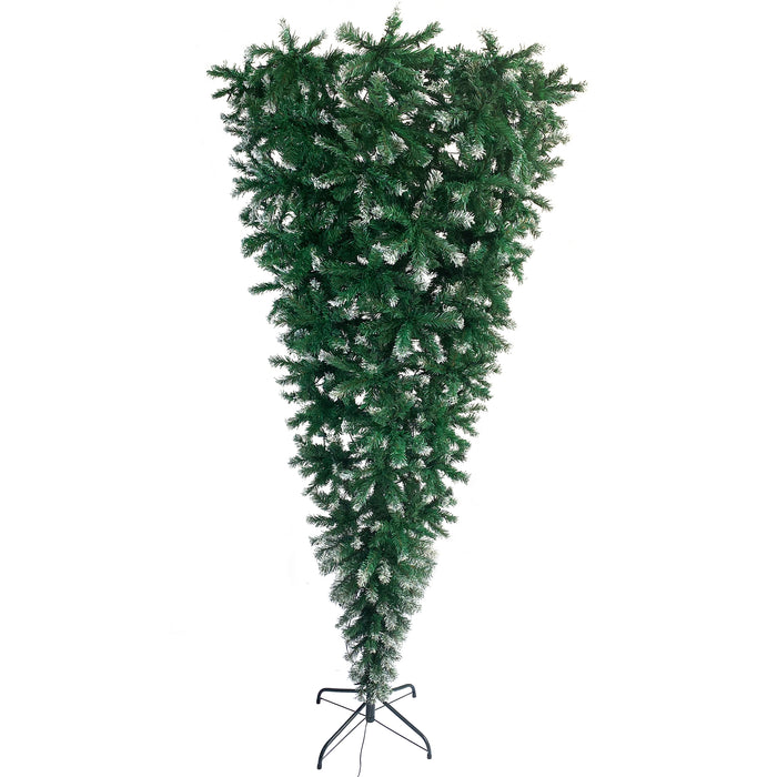 7.4ft Upside Down Christmas Tree LED Warm White Lights - Green