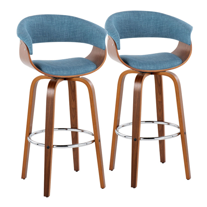 Vintage Mod - Mid Century Modern Fixed Height Barstool With Swivel With Round Footrest (Set of 2)