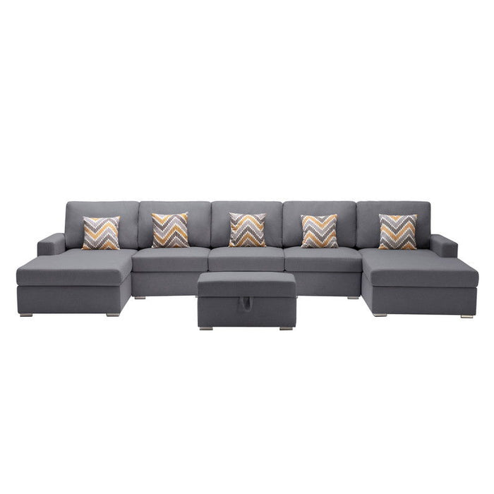 Nolan - Fabric 6 Piece Sectional Sofa With Pillows And Interchangeable Legs