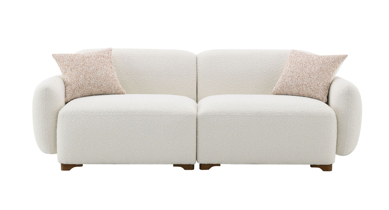 Darius - Boucle Sofa With 2 Toss Pillows - Beige