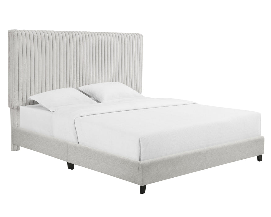 King Size Upholstered Platform Bed - Minky Stone