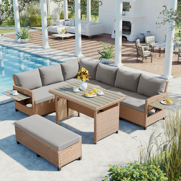 5-Piece Outdoor Patio Set - Brown