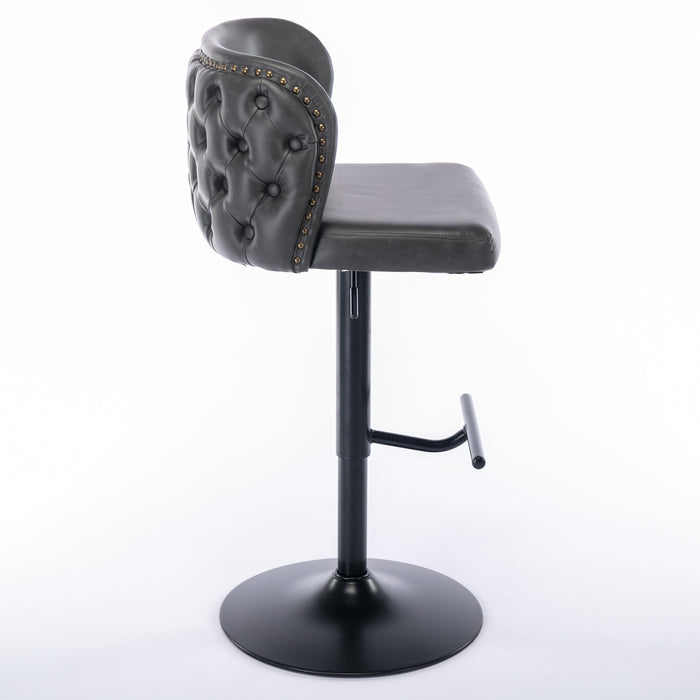 Modern PU Upholstered Bar Stools with Whole Back Tufted - Dark Grey