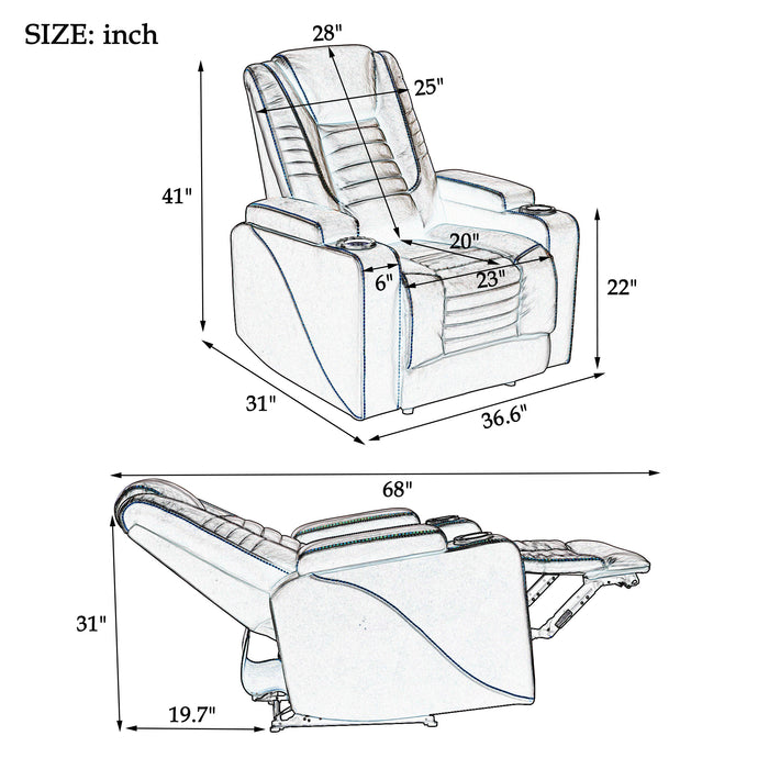 Orisfur. Power Motion Recliner w/Adjustable Headrest