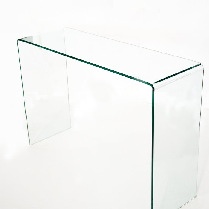 Transparent Tempered  Glass Console Table with Rounded Edges