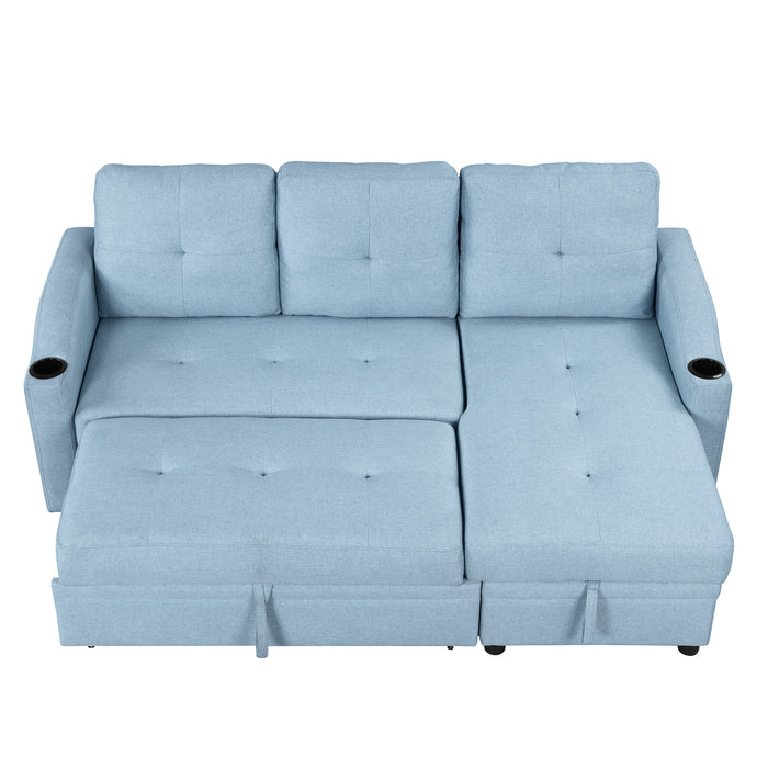 Modern Pull Out Sofa Bed - Blue