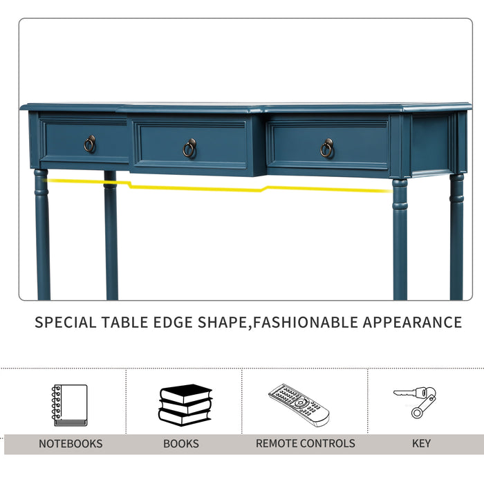 Console Table  with Drawers - Antique Navy