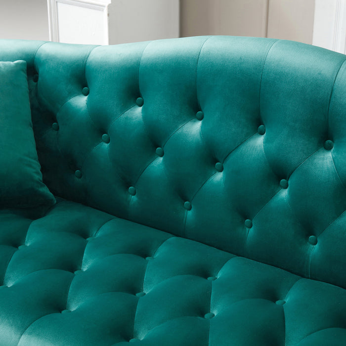 Classic Chesterfield Velvet Sofa - Green