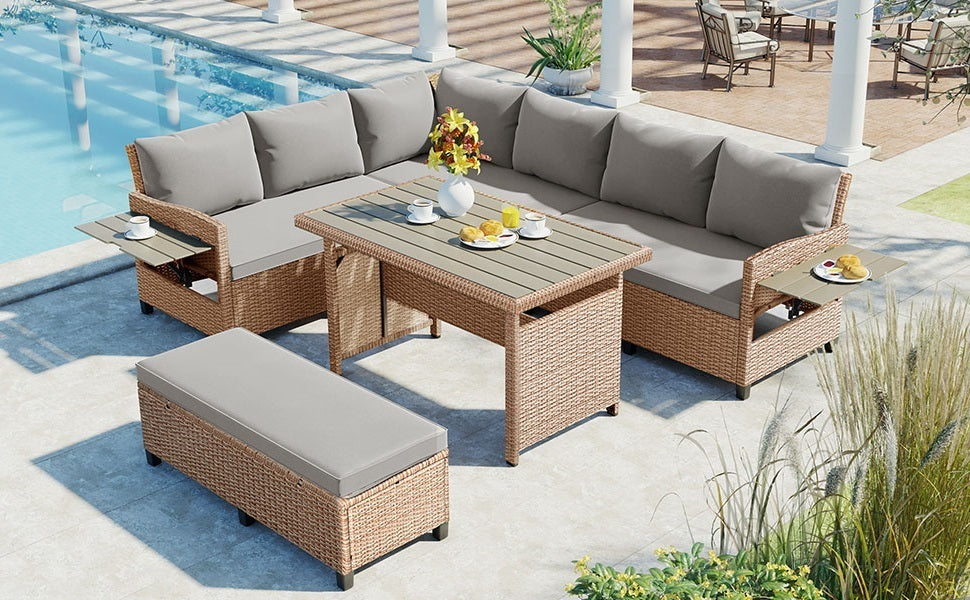 5-Piece Outdoor Patio Set - Brown