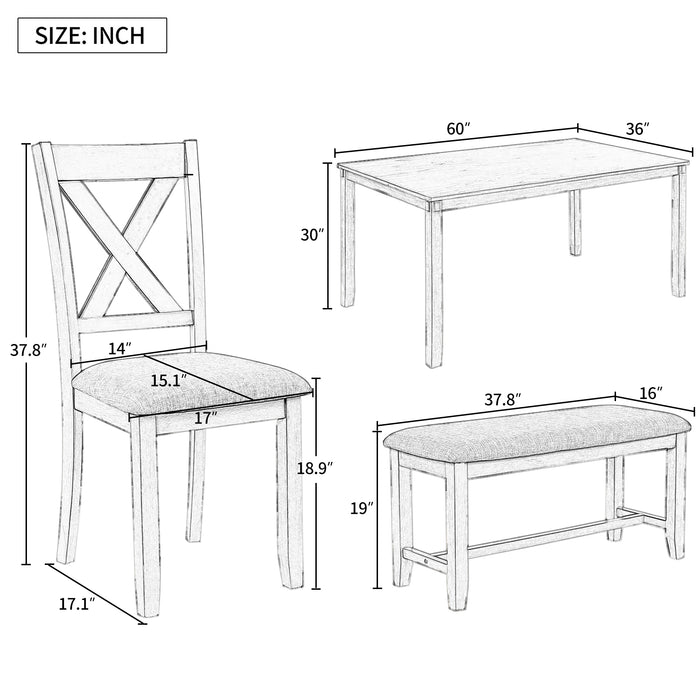 6-Piece Kitchen Dining Table Set - Gray