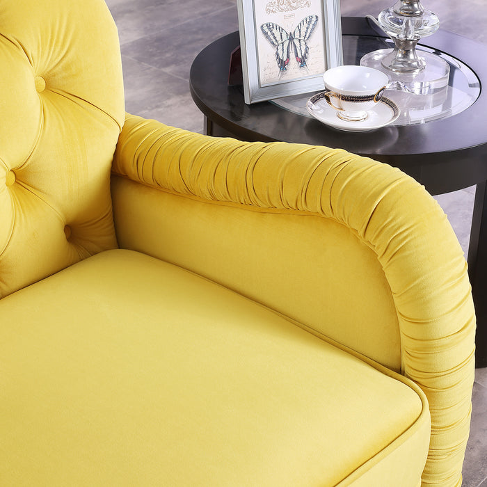 Modern Chesterfield Velvet Sofa - Yellow