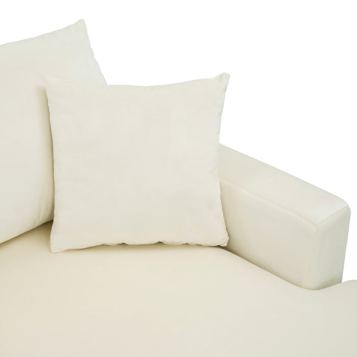 L-Shape Sectional Sofa with Ottoman -Cream