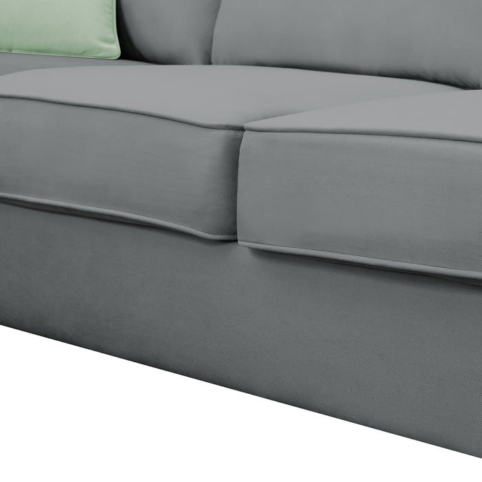 7 Seats Modular Sectional Sofa with Ottoman L Shape Fabric - Grey