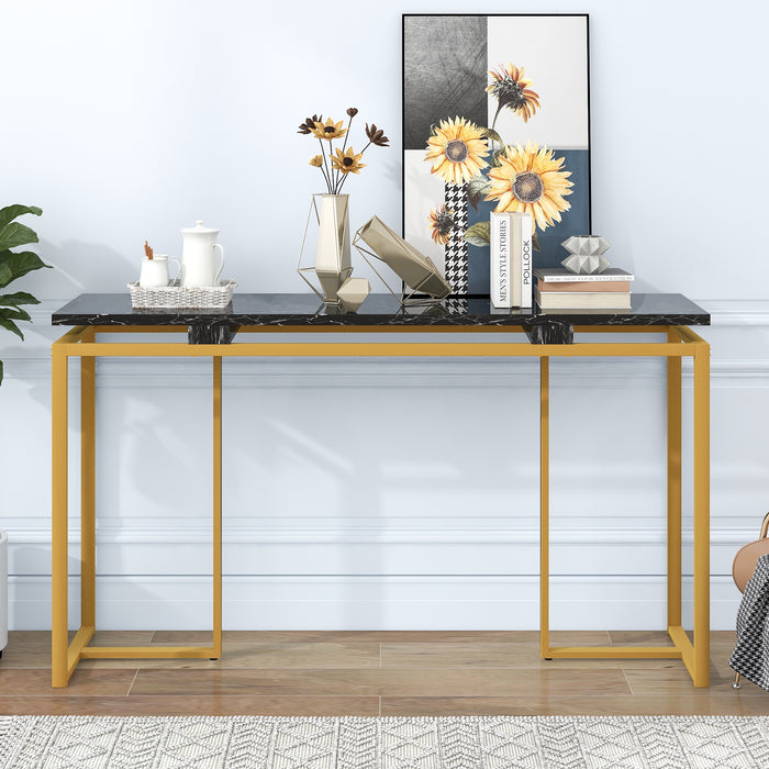 Modern Console Entryway Table for Entryway, Hallway, Living Room - Golden + Black