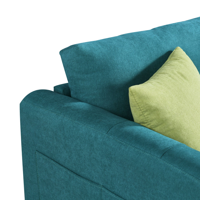 Modern Fabric Loveseat  with 2 Side Pockets - Green