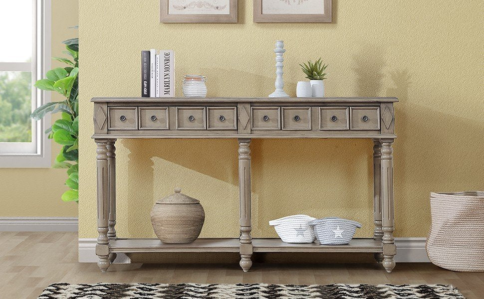 Retro Console Entryway Table - Rustic