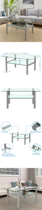 Transparent glass grey coffee table