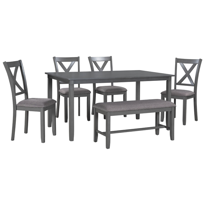 6-Piece Kitchen Dining Table Set - Gray