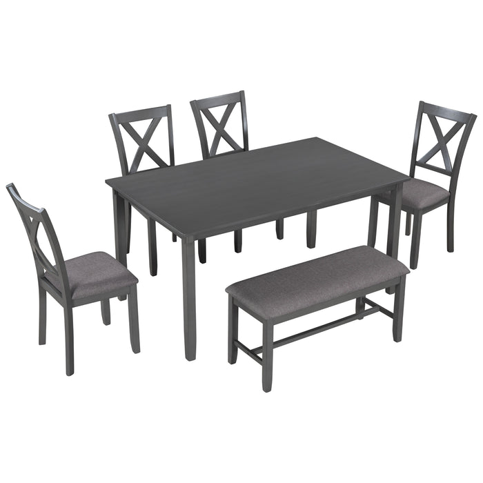 6-Piece Kitchen Dining Table Set - Gray