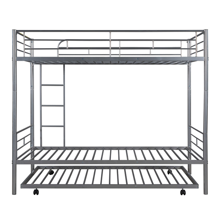 Twin-Over-Twin Metal Bunk Bed With Trundle,Can be Divided into two beds,No Box Spring needed ,White ( old sku: MF194806AAN )