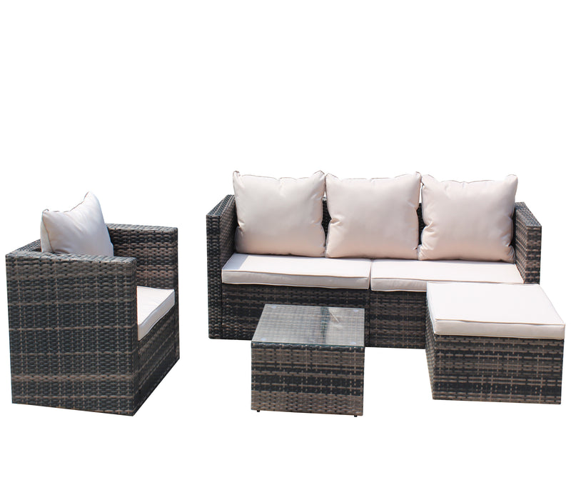 Rattan Patio Furniture Set (4 Pieces, Brown)