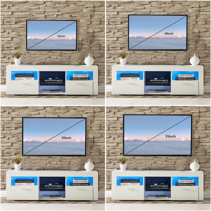 White morden TV Stand with LED Lighte:WHITE