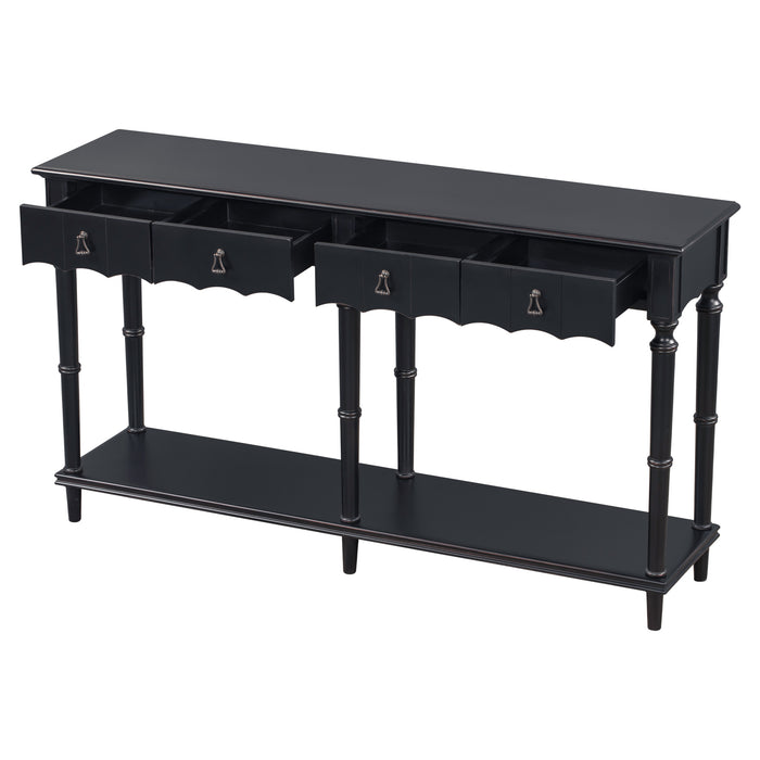 Country Console Table for Hallway - Antique Black