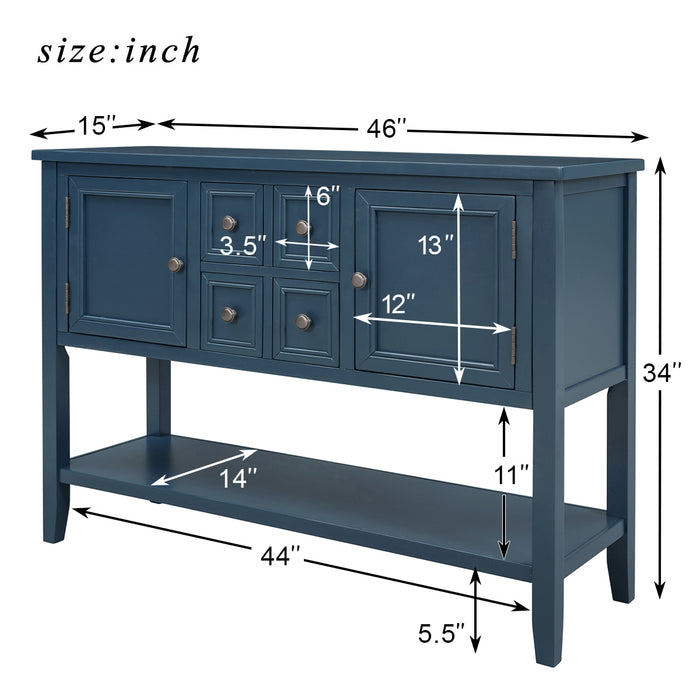 Console Table with Bottom Shelf - Light Navy