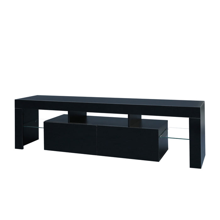 Modern Black TV Stand, w/Remote Control Lights