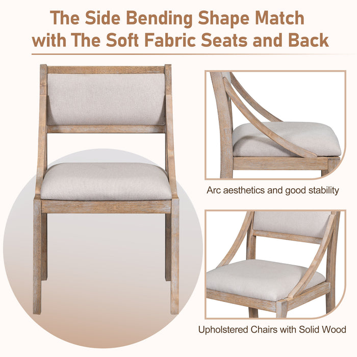 Retro Wood Dining Chairs Set of 2 (Natural Wood Wash)