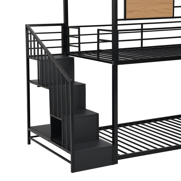 Twin Over Twin Metal House Bunk Bed - Black