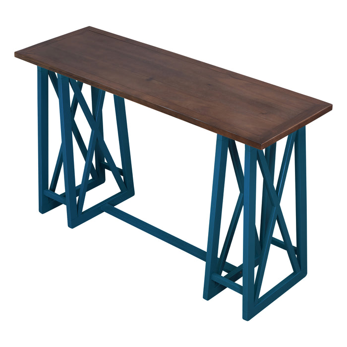 5-Piece Rustic Counter Height Dining Set - Walnut+Blue