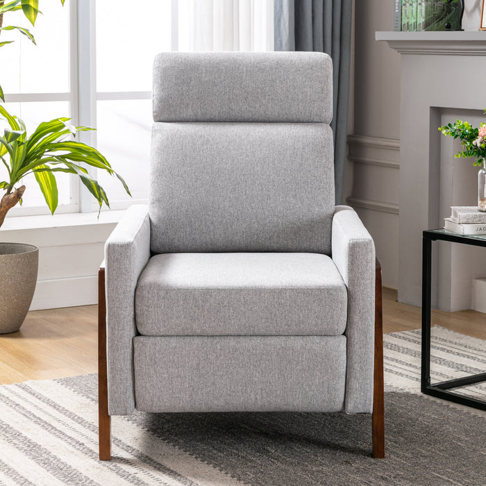 Wood Framed Upholstered Recliner Chair - Gray