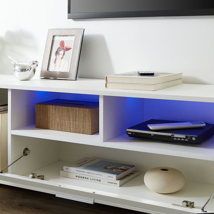 WHITE morden TV Stand, w/LED Lights