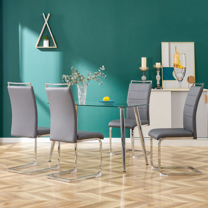 Modern Dining Chairs (Set of 4) ( Gray+PU)