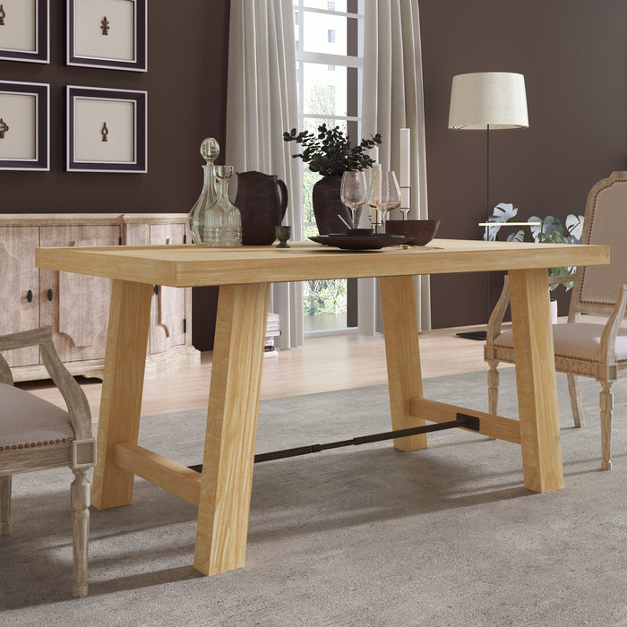 Wood Dining Table , Seats up to 6 (Natural Wood Wash)