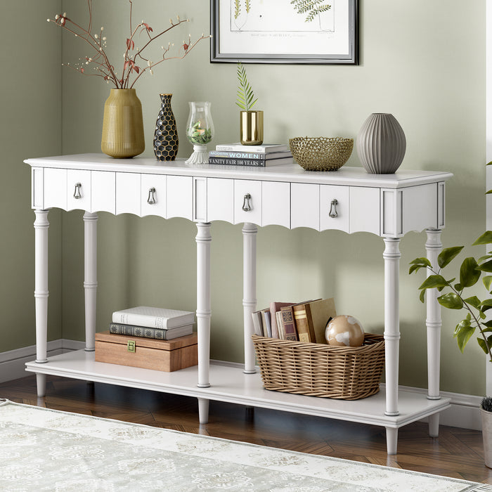 Country Console Table for Hallway - Antique White