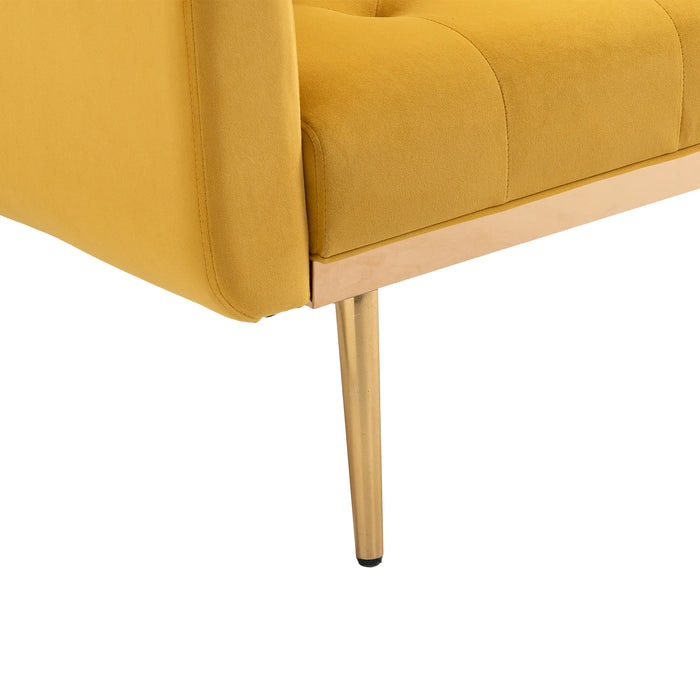 Modern Velvet  Sofa Futon - Mustard