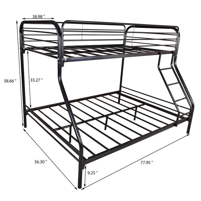 Heavy Duty Twin-Over-Full Metal Bunk Bed - Black