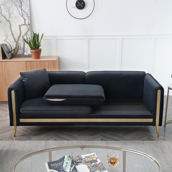 Modern Velvet Sofa - Black