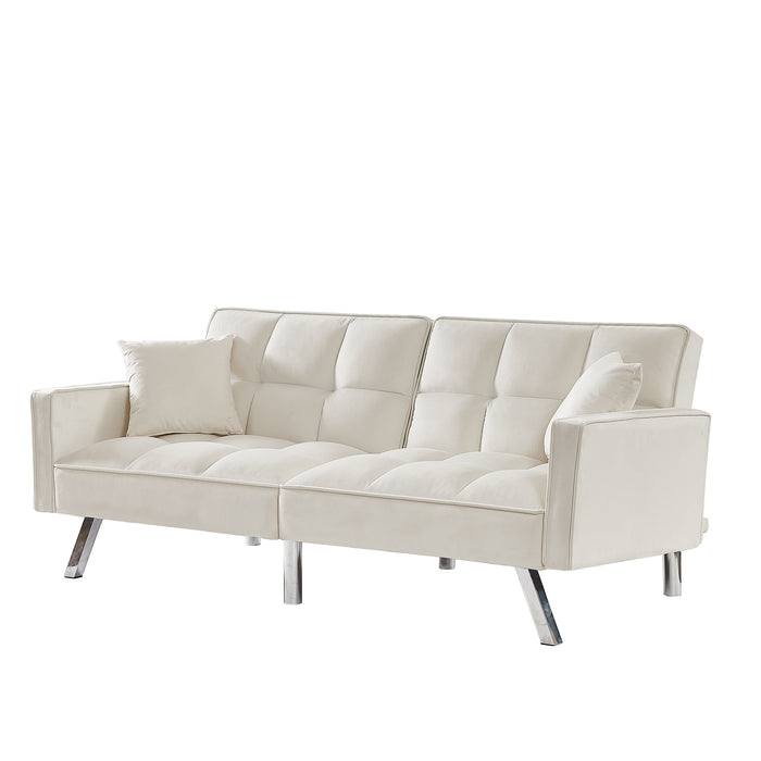 Velvet Sofa Couch Bed - White