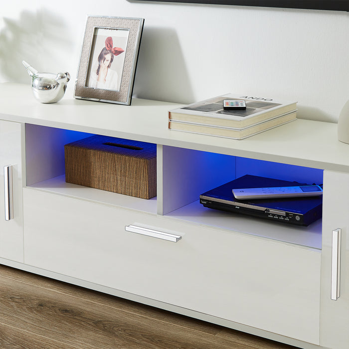 WHITE morden TV Stand, w/LED Lights