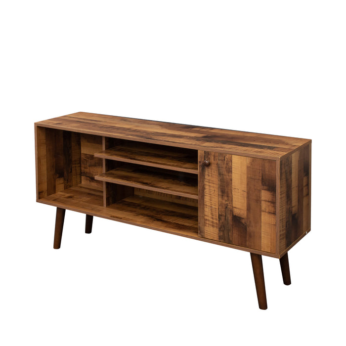 TV Stand with 1 storage and 2 shelves Cabinet - fir wood